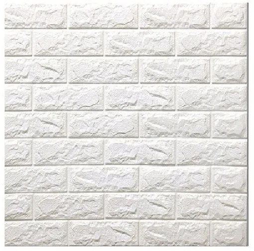 3D Ανάγλυφο Αυτοκόλλητο Τοίχου – Τουβλάκι Λευκό