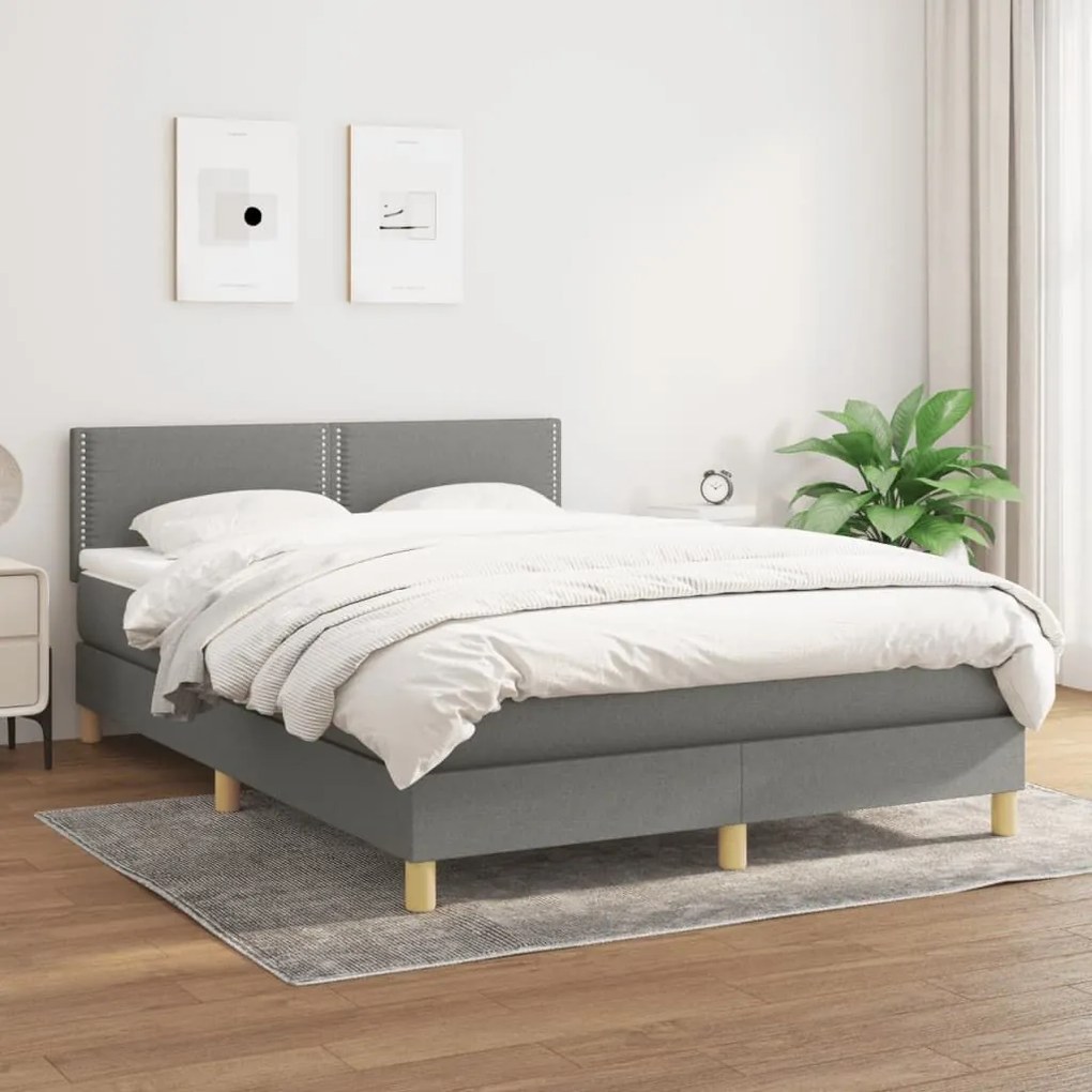 ΚΡΕΒΑΤΙ BOXSPRING ΜΕ ΣΤΡΩΜΑ ΣΚΟΥΡΟ ΓΚΡΙ 140X200 ΕΚ ΥΦΑΣΜΑΤΙΝΟ 3140538