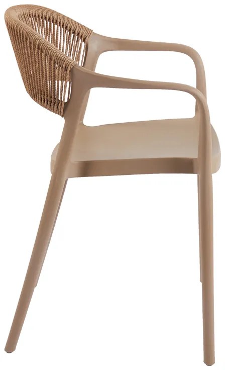 Πολυθρόνα Ankara pakoworld στοιβαζόμενη pp-pe rattan σε μόκα-φυσική απόχρωση 54x55.5x77εκ