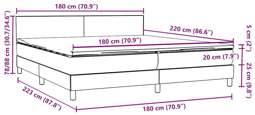 BOX SPRING ΚΡΕΒΑΤΙ ΜΕ ΣΤΡΩΜΑ ΡΟΖ 180X220 CM ΒΕΛΟΥΔΙΝΟ 3316082