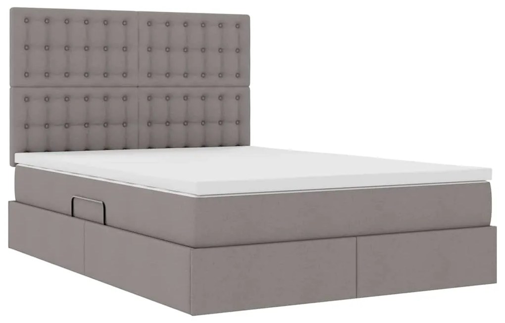 vidaXL Κρεβάτι με αποθηκευτικό χώρο και LED Taupe 140 x 190 cm