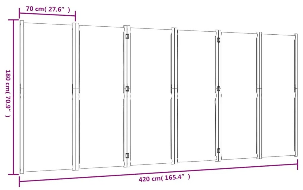 Διαχωριστικό Δωματίου με 6 Πάνελ Taupe 420 x 180 εκ. - Μπεζ-Γκρι