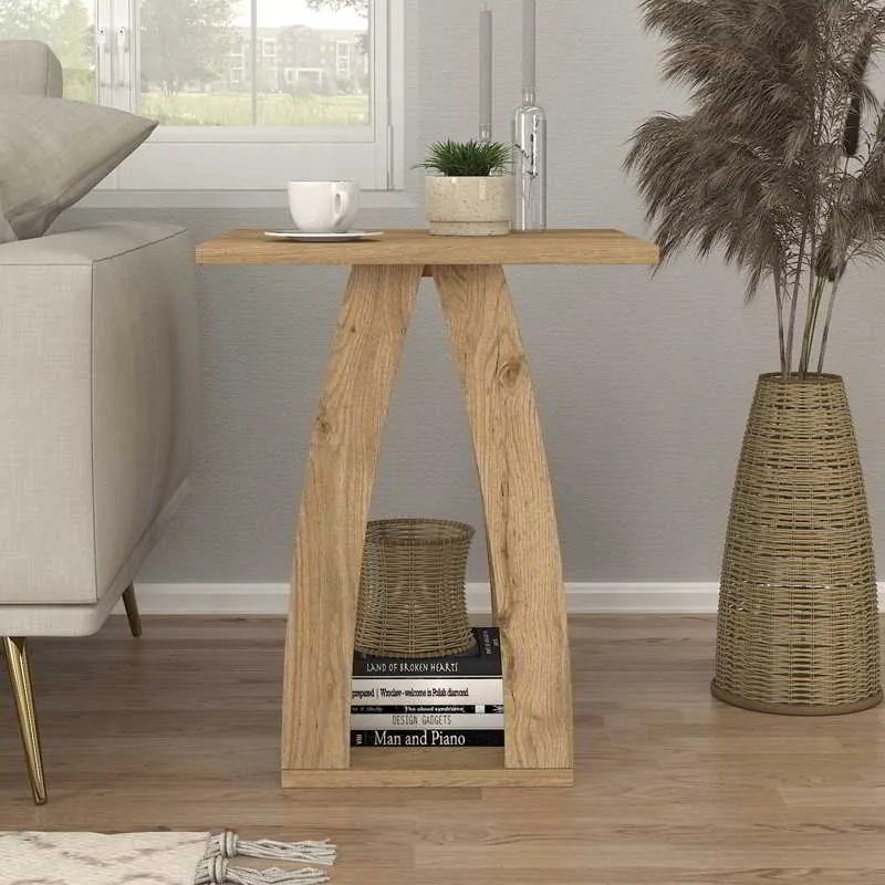 Τραπεζάκι βοηθητικό - Κομοδίνο Deros Megapap χρώμα sepet oak 45x45x56εκ.