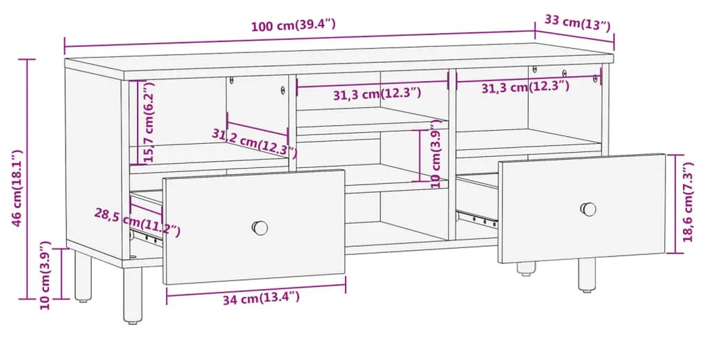 ΈΠΙΠΛΟ ΤΗΛΕΟΡΑΣΗΣ 100 X 33 X 46 ΕΚ. ΑΠΟ ΜΑΣΙΦ ΞΥΛΟ ΑΚΑΚΙΑΣ 356873