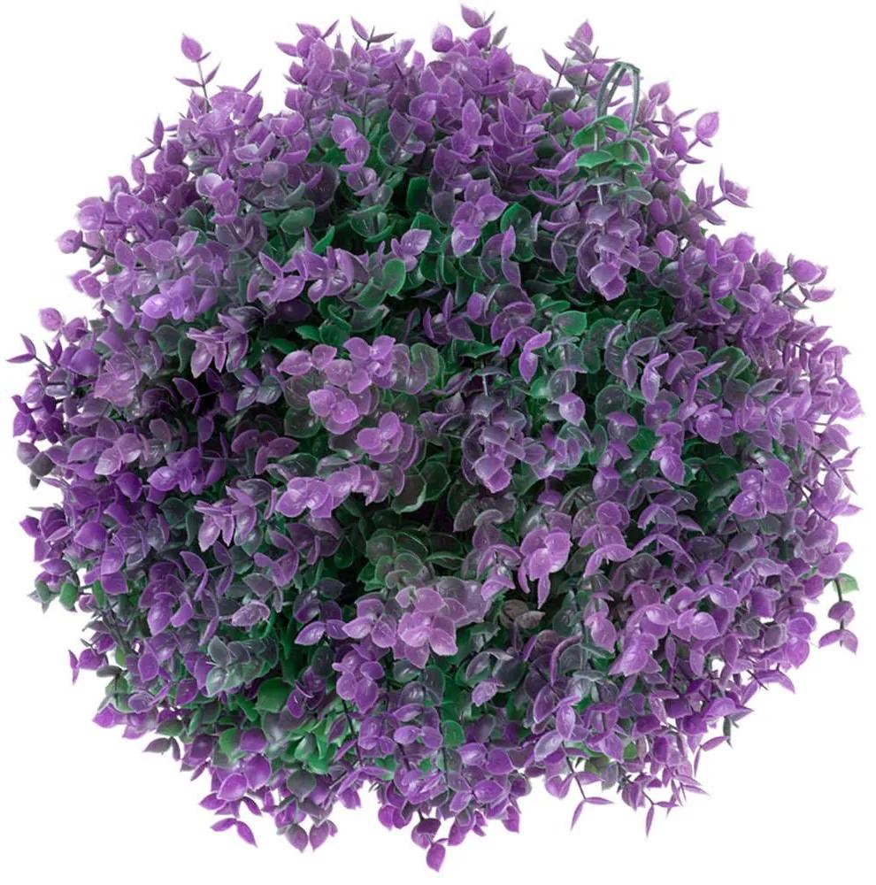 Τεχνητό Φυτό Θάμνος Πυξάρι 78520 Φ31cm Green-Purple GloboStar Πλαστικό