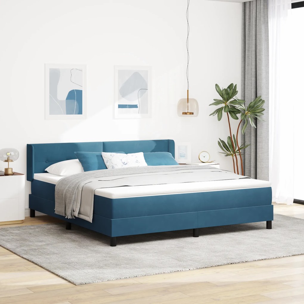 vidaXL Κρεβάτι με Στρώμα Στρώμα Σκούρο Μπλε 180x200 εκ Βελούδο