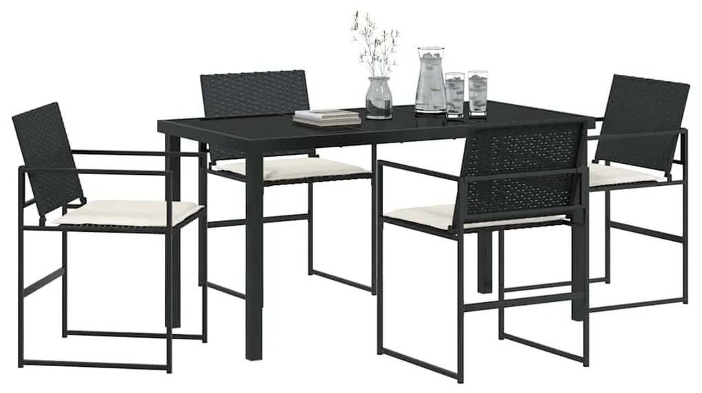 vidaXL Σέτ φαγητού για κήπο 5 pcs Μαύρο Πολυ ράταν
