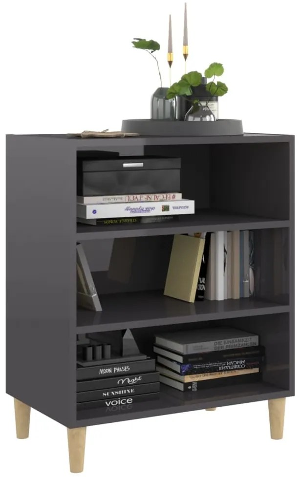 vidaXL Συρταριέρα Γυαλιστερό Γκρι 57 x 35 x 70 εκ. από Επεξ. Ξύλο