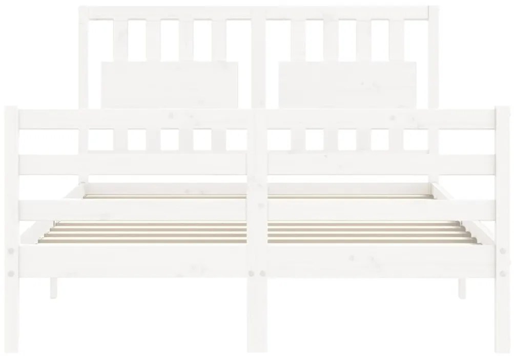 Πλαίσιο Κρεβατιού με Κεφαλάρι Λευκό 140x200 εκ. Μασίφ Ξύλο - Λευκό