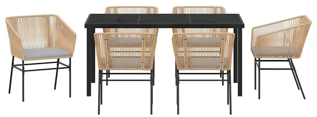 vidaXL Σέτ φαγητού για κήπο 7 pcs Καφέ Χάλυβας με επίστρωση πούδρας