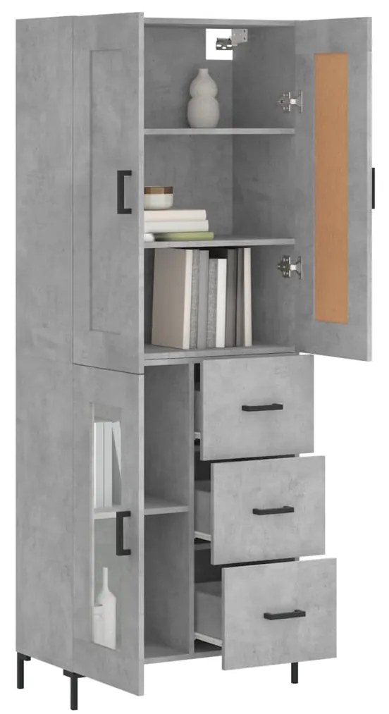 vidaXL Ντουλάπι Γκρι Σκυροδέματος 69,5x34x180 εκ. Επεξεργασμένο Ξύλο