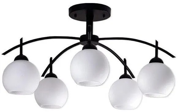 Φωτιστικό Οροφής Μαύρο με Λευκό Γυαλί Φ63 GloboStar LUNA 01088-1088-Μαύρο-Λευκό 01088