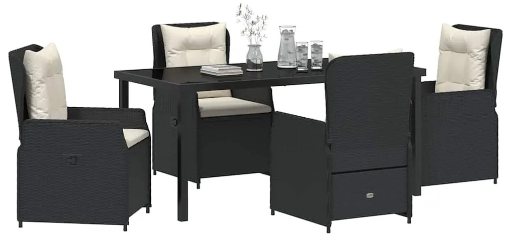 vidaXL Σέτ φαγητού για κήπο 5 pcs Μαύρο συνθετικό ρατάν