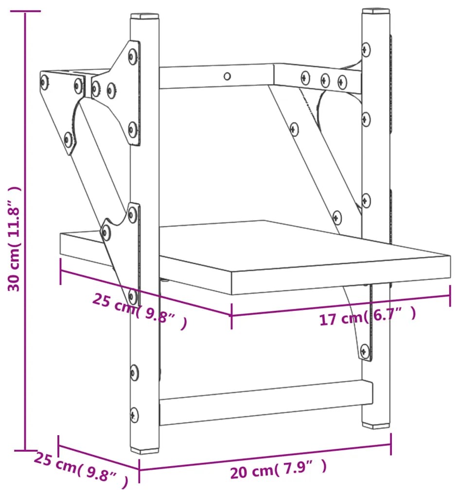 ΡΑΦΙΑ ΤΟΙΧΟΥ ΜΕ ΜΠΑΡΑ 2 ΤΕΜ. ΜΑΥΡΑ 20 X 25 X 30 ΕΚ. 836228