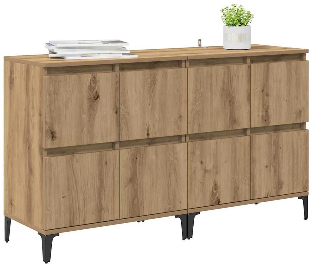 vidaXL Παραδοσιακά Πλευρικά Έπιπλα 2 pcs Artisan Oak 60 x 35 x 70 cm