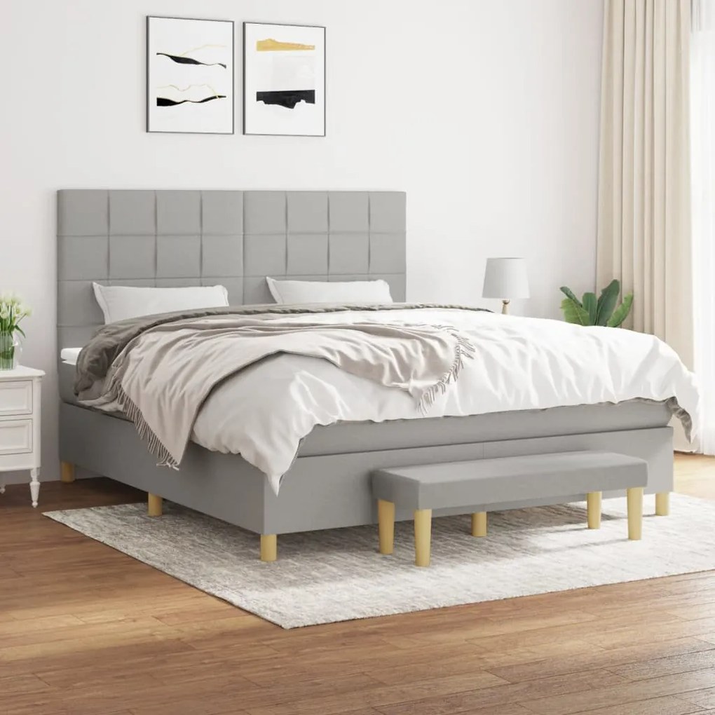 vidaXL Κρεβάτι Boxspring με Στρώμα Αν. Πράσινο 160x200εκ Υφασμάτινο