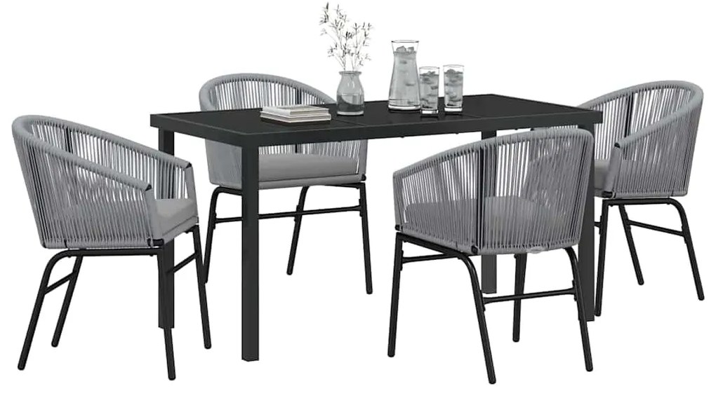 vidaXL Σέτ φαγητού για κήπο 5 pcs Γκρι Πολυ ράταν