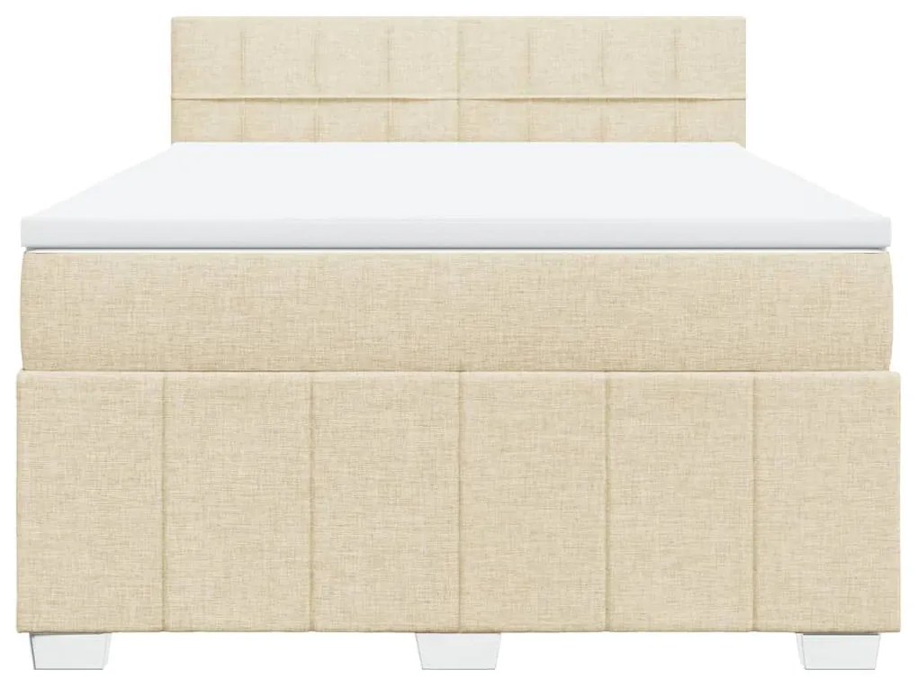 Κρεβάτι Boxspring με Στρώμα Κρεμ 140x200 εκ. Υφασμάτινο - Κρεμ