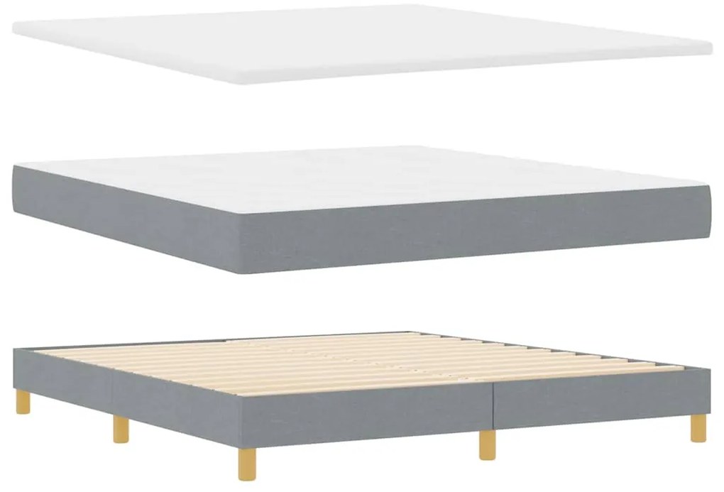 vidaXL Κρεβάτι box spring με στρώμα Ανοιχτό γκρι 180 x 200 cm ύφασμα