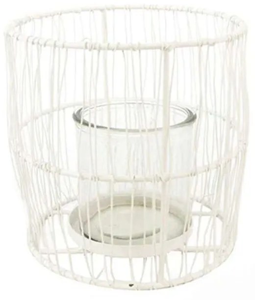 Κηροπήγιο Μεταλλικό Συρμάτινο 012.862134045 16x16cm White Metal