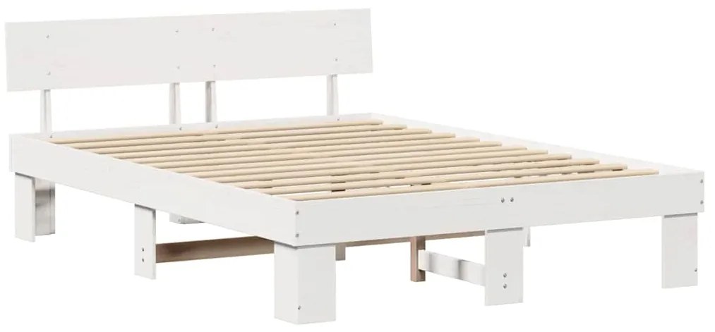 vidaXL Σκελετός Κρεβατιού Λευκό 150 x 200 cm Μασίφ ξύλο πεύκου