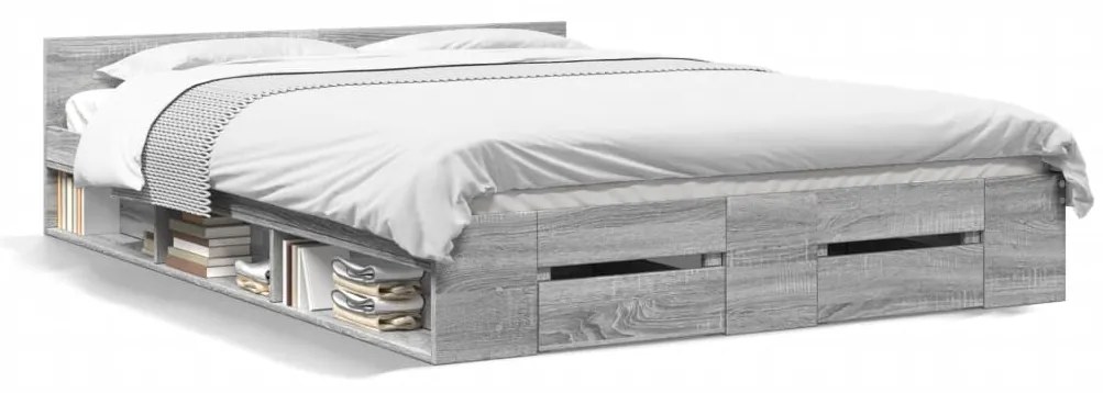 vidaXL Πλαίσιο Κρεβατιού με συρτάρια Γκρι sonoma 120x200εκ. Επεξ. Ξύλο
