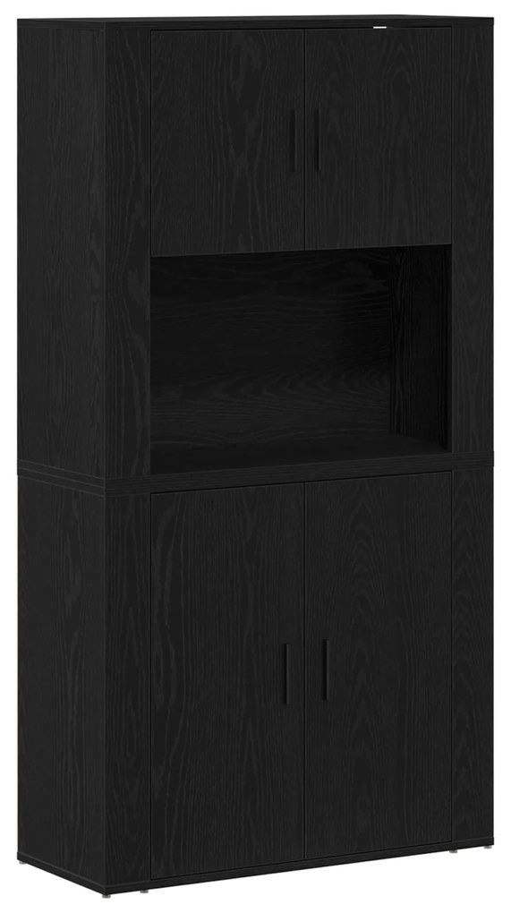 vidaXL Υψηλός ντουλάπι Μαύρος Δρυς 80x33x150 εκ Επεξεργασμένο ξύλο