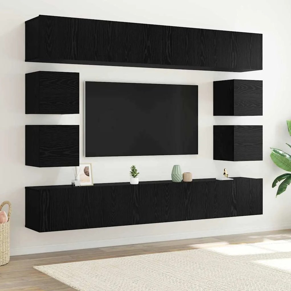 vidaXL Σετ επίπλου τηλεόρασης 8 pcs Μαύρη δρυς 100 x 30 x 30 cm