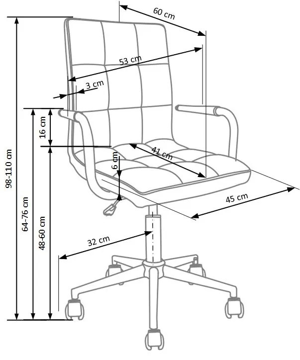 ΠΑΙΔΙΚΗ ΚΑΡΕΚΛΑ ΓΡΑΦΕΙΟΥ GAIN ΓΚΡΙ 53x60x93-105cm