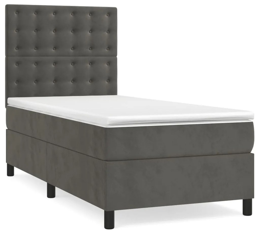 ΚΡΕΒΑΤΙ BOXSPRING ΜΕ ΣΤΡΩΜΑ ΣΚΟΥΡΟ ΓΚΡΙ 100X200 ΕΚ. ΒΕΛΟΥΔΙΝΟ 3143248