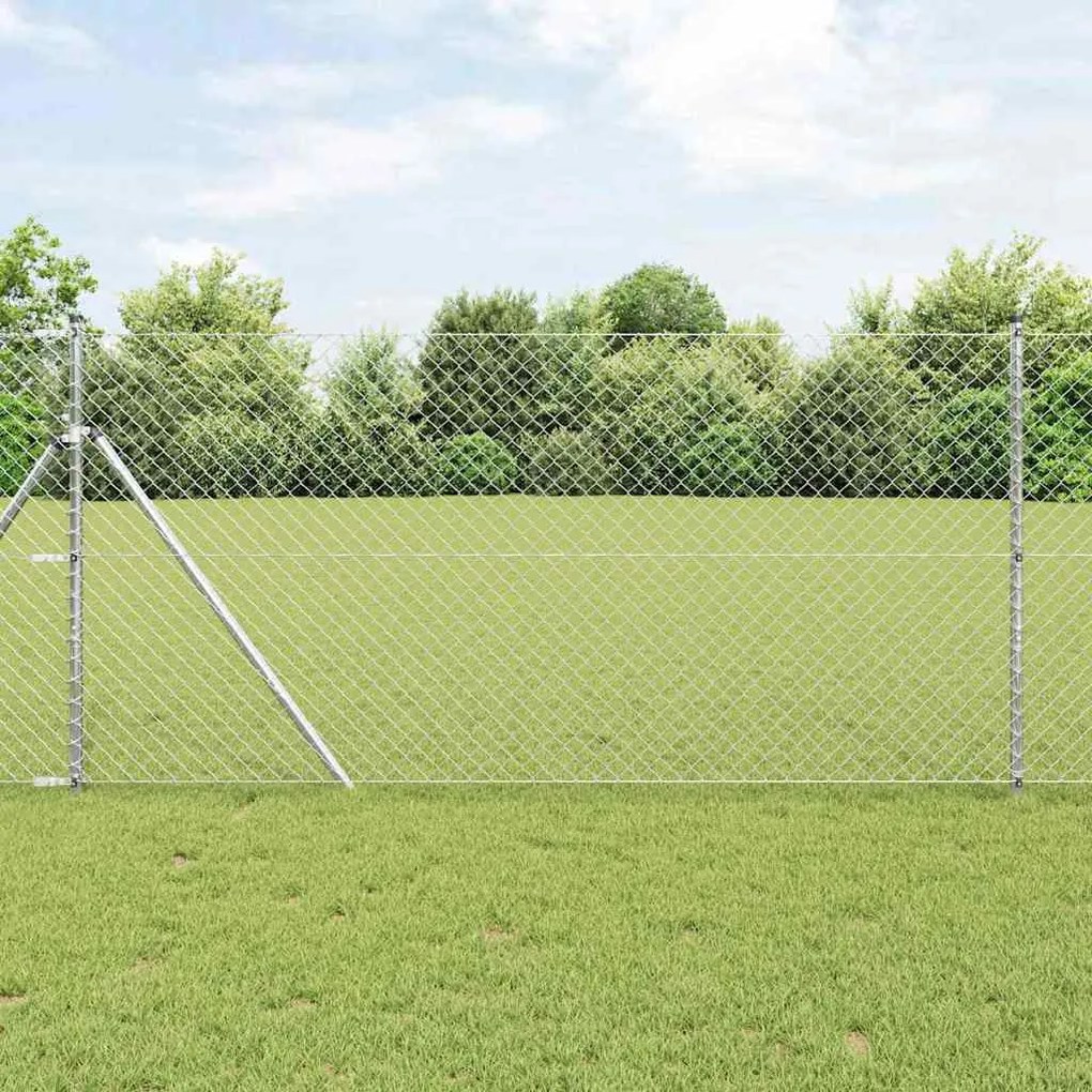 vidaXL Σετ Στύλων Φράχτη Ασημί 1 x 10 m Γαλβανισμένος χάλυβας