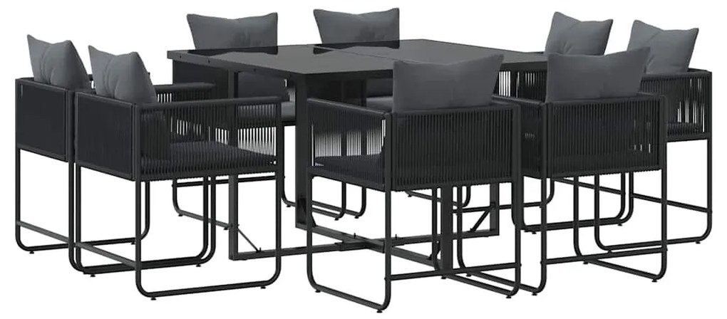 vidaXL Σέτ φαγητού για κήπο 9 pcs Μαύρο Ατσάλι
