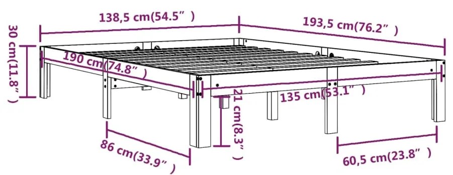 ΠΛΑΙΣΙΟ ΚΡΕΒΑΤΙΟΥ ΛΕΥΚΟ 135X190 ΕΚ. ΑΠΟ ΜΑΣΙΦ ΞΥΛΟ 4FT6 DOUBLE 810341