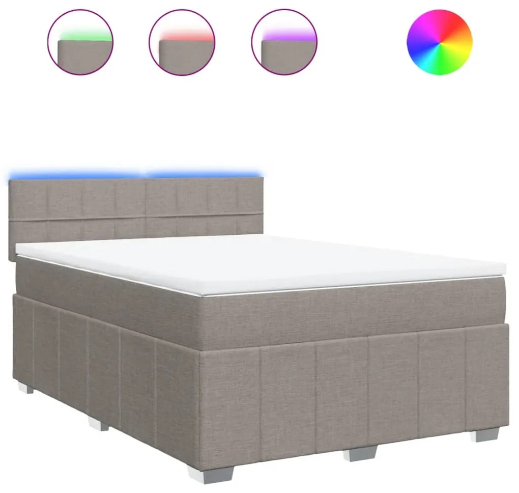 Κρεβάτι Boxspring με Στρώμα Taupe 140x190 εκ. Υφασμάτινο 3289367