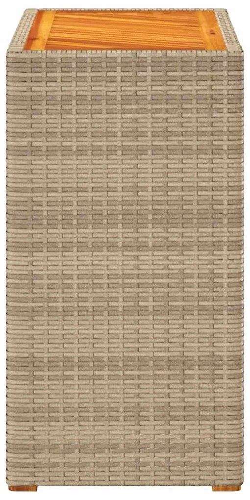 vidaXL Τραπέζι Κήπου με Ξύλινη Επιφάνεια Μπεζ 60x40x75 εκ Συνθ. Ρατάν