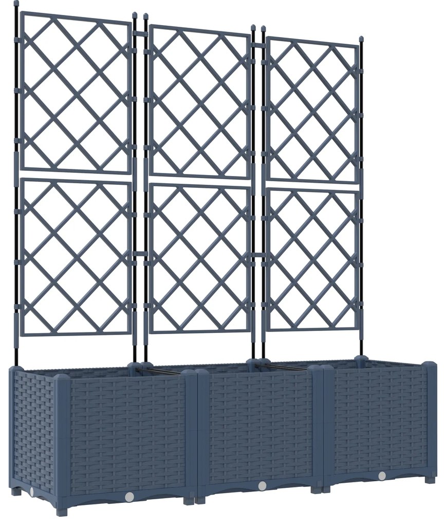 vidaXL Γλάστρα Κήπου με Πλέγμα 3 τμχ Γκρι 120x40x143 εκ