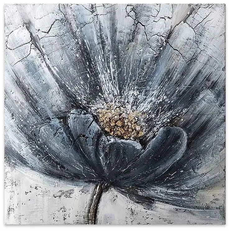 Πίνακας σε καμβά &quot;Blue Flower&quot; Megapap ψηφιακής εκτύπωσης 100x100x3εκ.