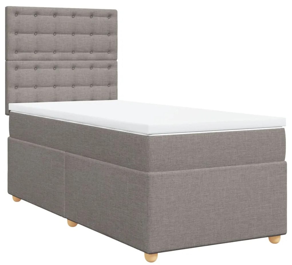 vidaXL Κρεβάτι Boxspring με Στρώμα Taupe 100 x 200 εκ. Υφασμάτινο