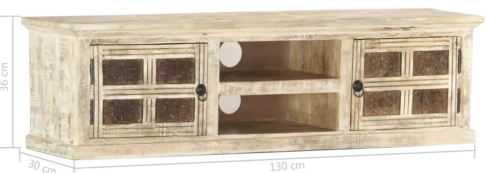 vidaXL Έπιπλο Τηλεόρασης 130 x 30 x 36 εκ. από Μασίφ Ξύλο Μάνγκο