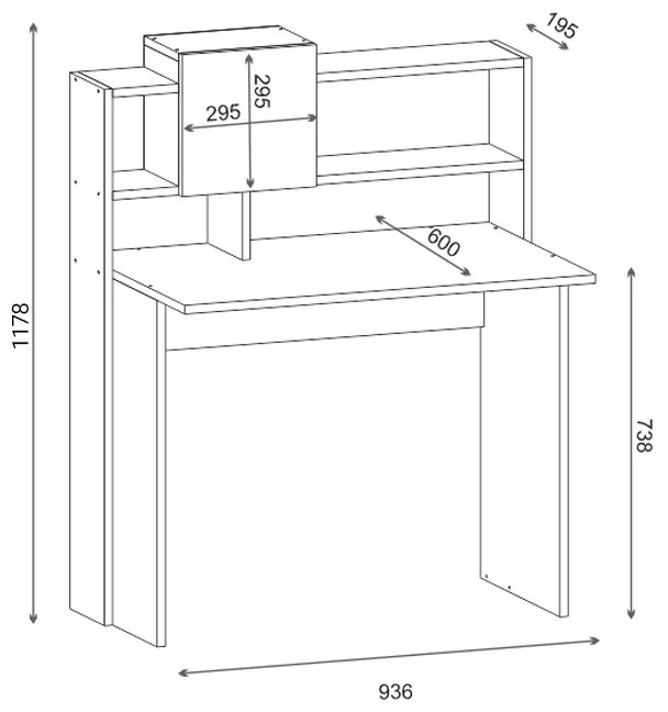 Γραφείο εργασίας Koogi pakoworld σε oak-λευκή απόχρωση 94x60x118εκ - 120-000481