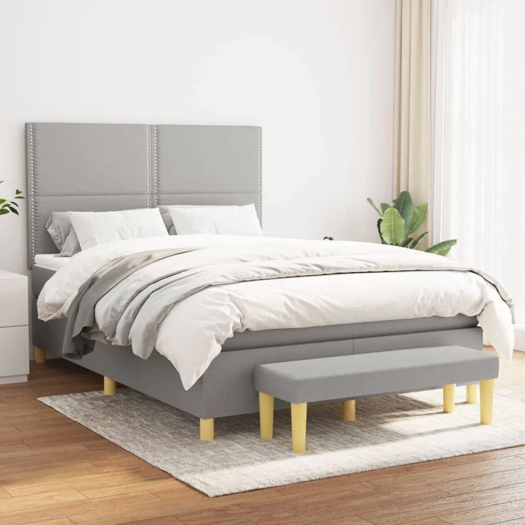 ΚΡΕΒΑΤΙ BOXSPRING ΜΕ ΣΤΡΩΜΑ ΑΝΟΙΧΤΟ ΓΚΡΙ 140X200 ΕΚ. ΥΦΑΣΜΑΤΙΝΟ 3137077