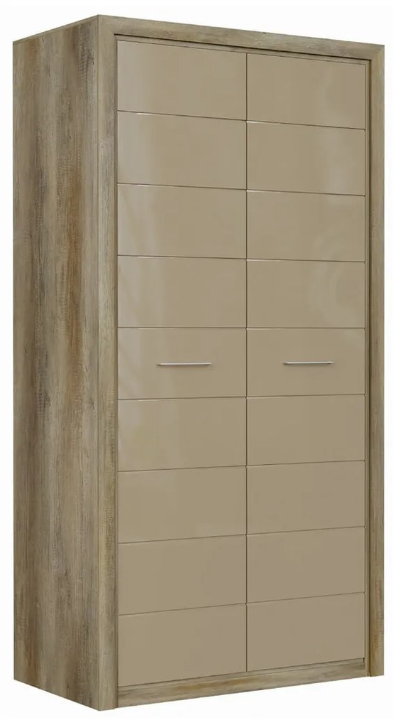 Ντουλάπα Boston Z108, Canyon δρυς, Γυαλιστερό Beige, 200x103.5x56.5cm, Πόρτες ντουλάπας: Με μεντεσέδες