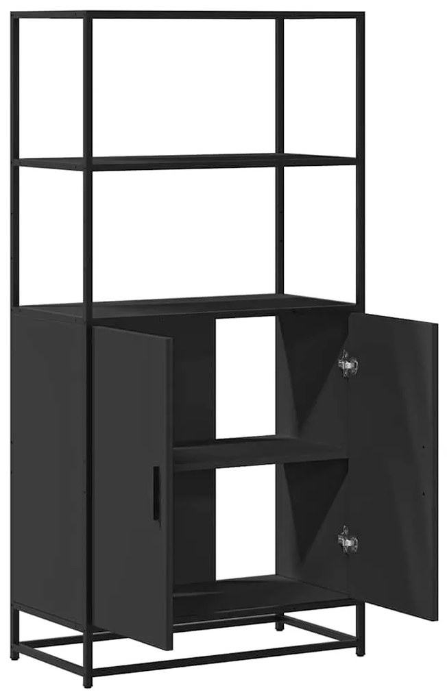 Ντουλάπι Μαύρο από 68x35x139 cm Επεξεργασμένο Ξύλο και μέταλλο - Μαύρο
