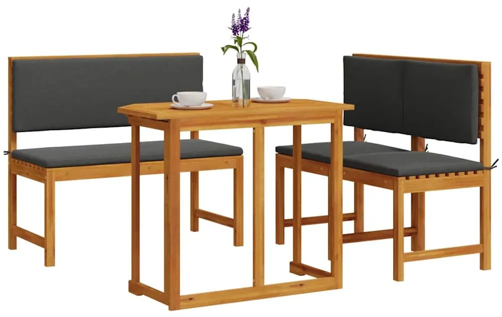 vidaXL Σετ Μπιστρό Κήπου 3 pcs Καφέ Μασίφ ξύλο ακακίας