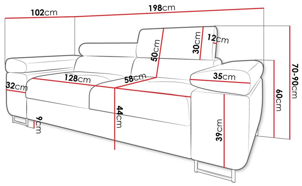 Καναπές Comfivo S105, 198x102x70cm, 64 kg, Οικολογικό δέρμα + Ταπισερί, Πόδια: Μέταλλο | Epipla1.gr