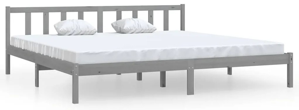vidaXL Πλαίσιο Κρεβατιού Γκρι 200 x 200 εκ. από Μασίφ Ξύλο Πεύκου