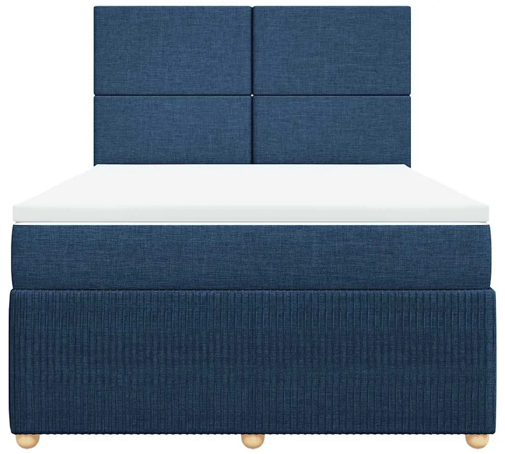 vidaXL Κρεβάτι Boxspring με Στρώμα Μπλε 160x200 εκ. Υφασμάτινο