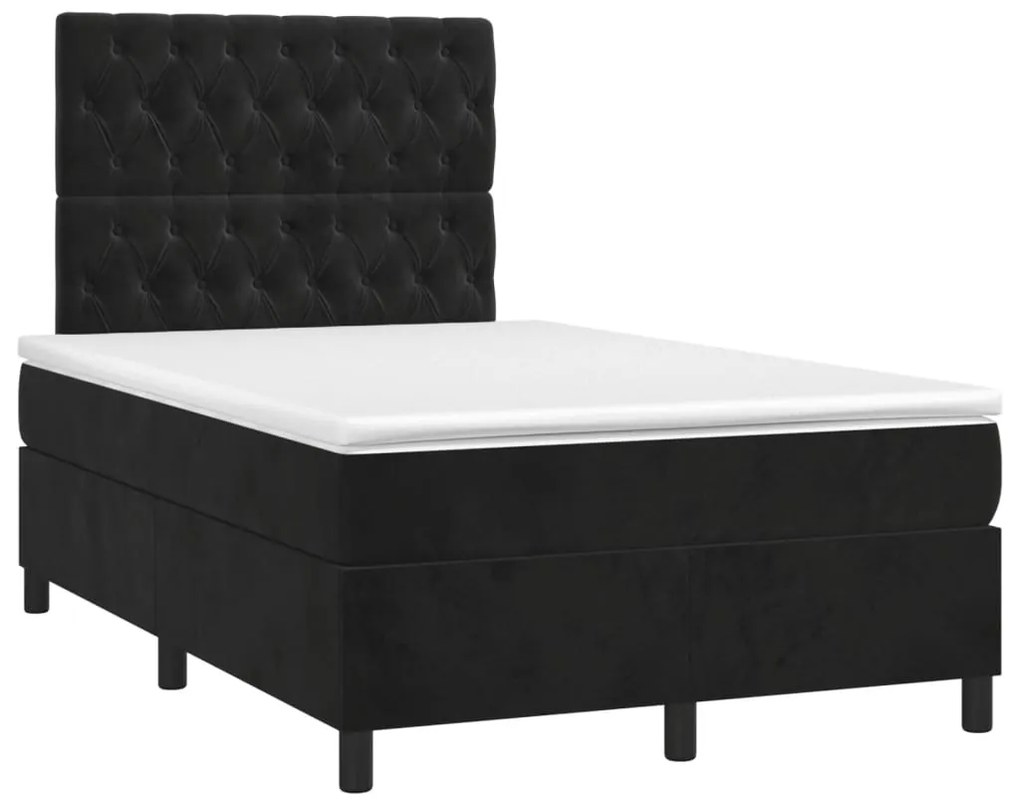 vidaXL Κρεβάτι Boxspring με Στρώμα Μαύρο 120x190 εκ. Βελούδινο