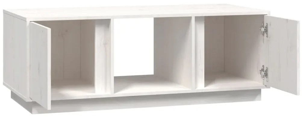 vidaXL Τραπεζάκι Σαλονιού Λευκό 110x50x40 εκ από Μασίφ Ξύλο Πεύκου
