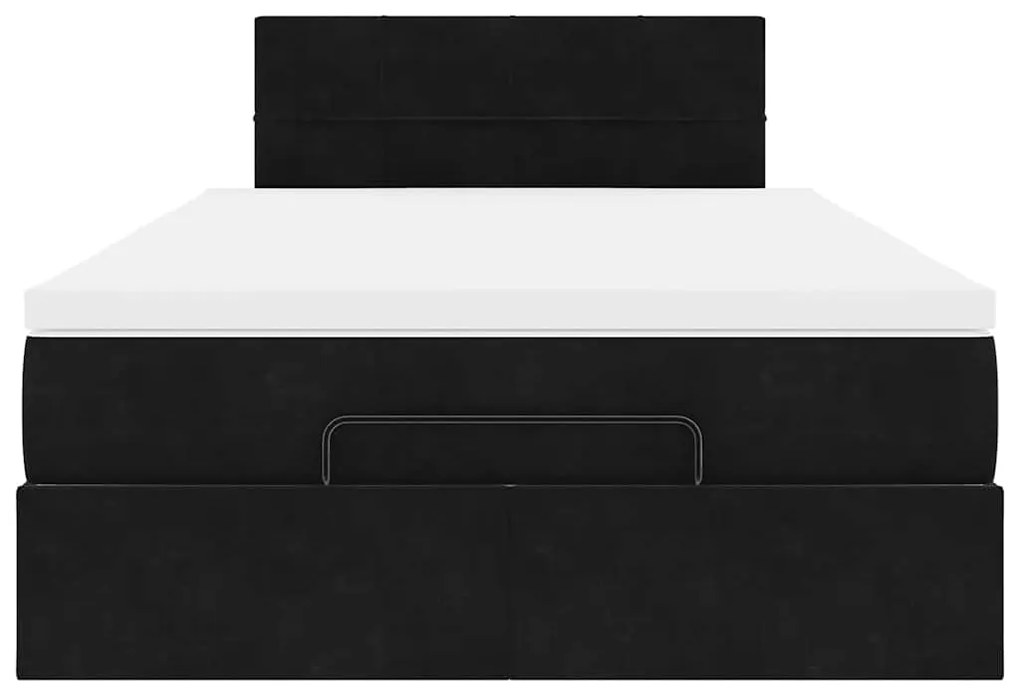 vidaXL Οθωμανικό κρεβάτι με στρώμα & LEDs Μαύρο 120x190cm Velvet